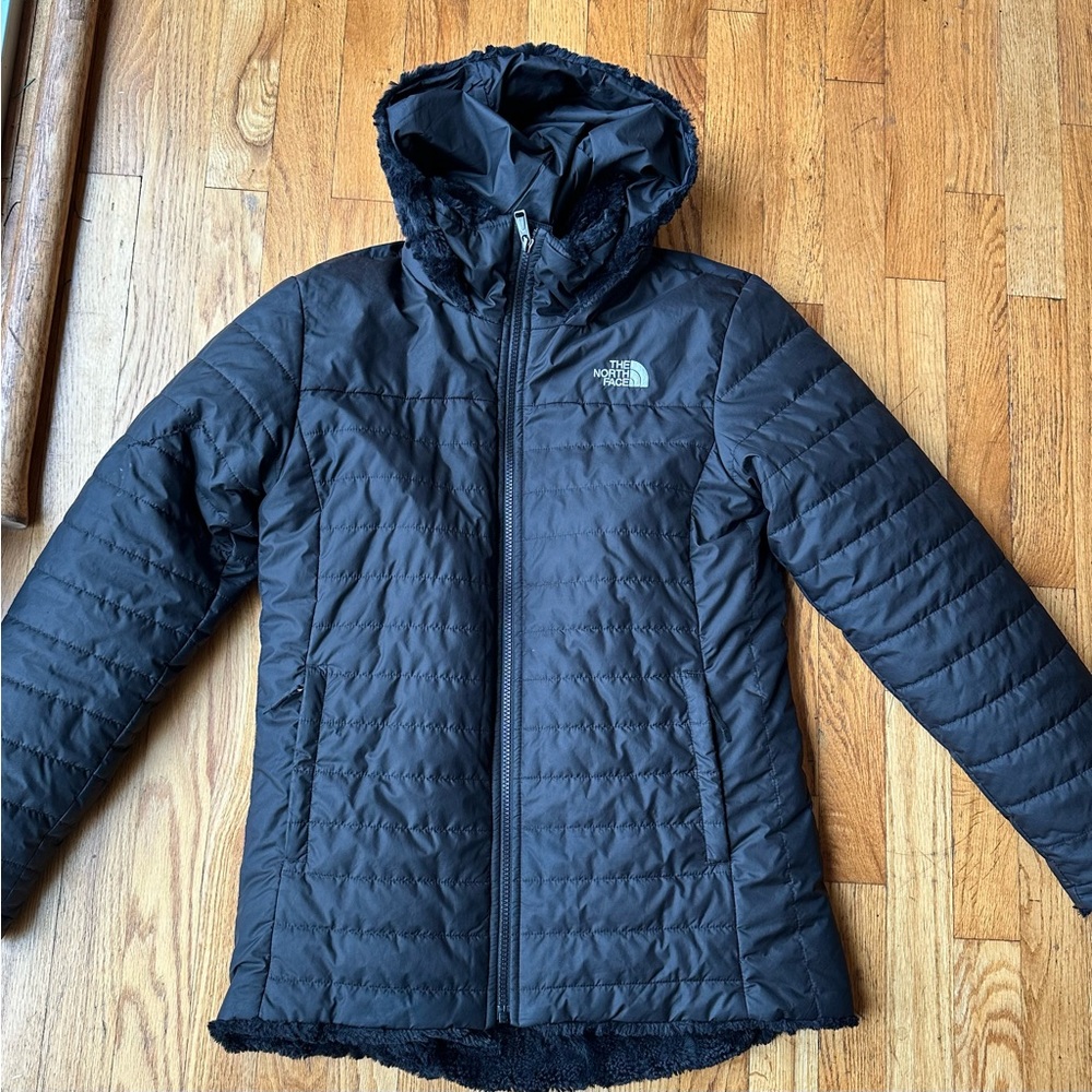 The North Face Hooded Girls Puffer Faux Fur Lined Winter Jacket Size Youth XL